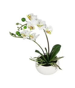 Dehner Kunstpflanze Mini-Orchidee Phalaenopsis, Weiß