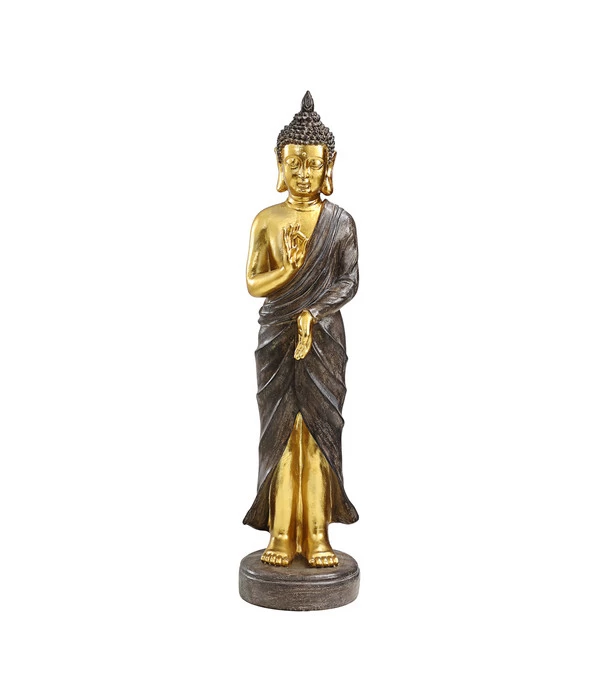 Dehner Polyresin-Buddha, Gold-grau, 20,5 X 20,5 X 82,5 Cm 1 Dehner Polyresin-Buddha, Gold-grau, 20,5 X 20,5 X 82,5 Cm