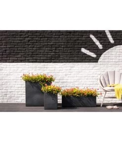 Dehner Kunststoff-Säulentopf Palermo, Eckig -Gardena Store 3728110 3728151 3940756 WE MO 007 KunststoffBlumenkuebelKubusanthrazitBlumentopf