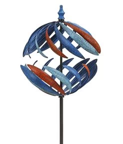 Dehner Metall-Riesen-Windrad Globe, Ca. H186 Cm, Blau-rot