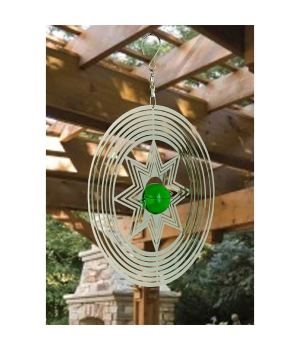NATURE'S MELODY Windspiel Cosmo Sternstrahl, 18,5 X 4,5 X 32 Cm, Silber/grün 2 NATURE'S MELODY Windspiel Cosmo Sternstrahl, 18,5 X 4,5 X 32 Cm, Silber/grün – Bild 2