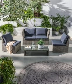 Dehner Geflecht-Lounge Rom, 4-teilig -Gardena Store 4407334 WE MO 001 DehnerGeflechtLoungeRomNEU