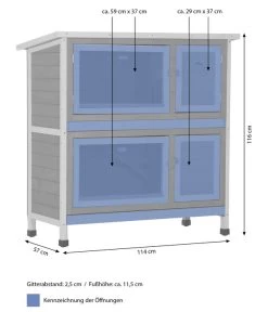 Dehner Kaninchenstall Original Mit Wärmedämmung, Ca. B114/H116/T57 Cm -Gardena Store 4440830 WE BG 001 DehnerMarkenqualitaetKaninchenstallIsoliertBlauMG