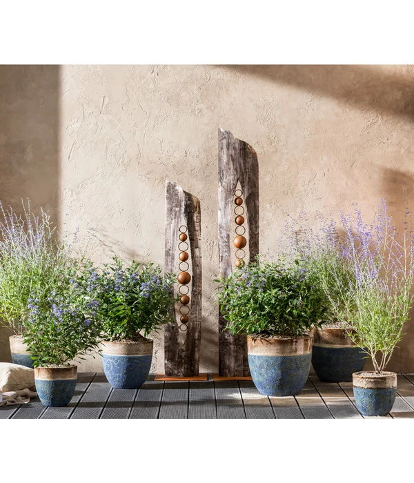 Dehner Keramik-Topf Mystras, Rund, Blau-braun 2 Dehner Keramik-Topf Mystras, Rund, Blau-braun – Bild 2