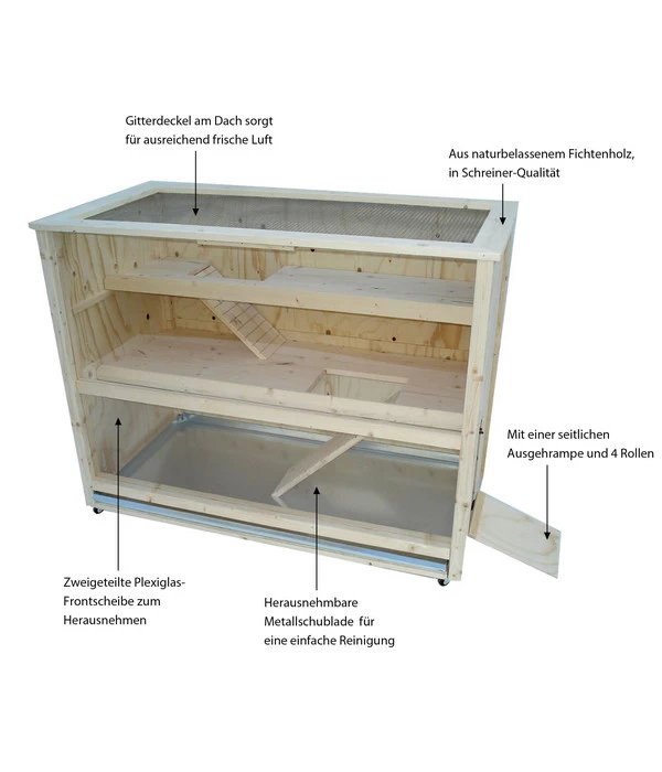 Elmato® Nager-Zimmervoliere Luxus Auf Rollen, Ca. B117/H94/T62 Cm 2 Elmato® Nager-Zimmervoliere Luxus Auf Rollen, Ca. B117/H94/T62 Cm – Bild 2
