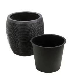 Dehner Polystone-Topf Singapur, Rund, Anthrazit -Gardena Store 5147558 5147566 5147574 WE DE 002 DehnerPolystonePflanztopfBlumentopf