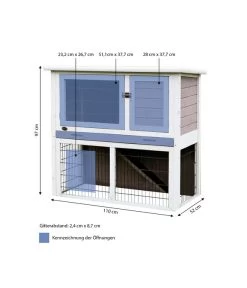 Trixie Kleintierstall, Ca. B104/H97/T52 Cm -Gardena Store 5259825 WE BG 001 TrixieKleintierstallNaturaWeissGrau o HasenMG