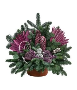 Grabgesteck Im Terrakotta-Topf, Dreieckig, Pink, Ca. B50/H50/T35 Cm