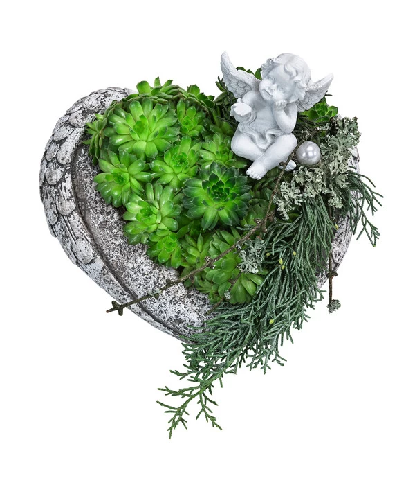 Grabgesteck Stille, Herzförmig, Ca. B20/H15/T20 Cm 1 Grabgesteck Stille, Herzförmig, Ca. B20/H15/T20 Cm