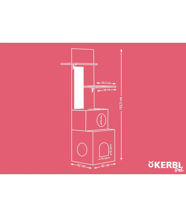 KERBL Katzenspielhaus Alex ECO, Grau, Ca. B42/H152,5/T42 Cm 5 KERBL Katzenspielhaus Alex ECO, Grau, Ca. B42/H152,5/T42 Cm – Bild 5