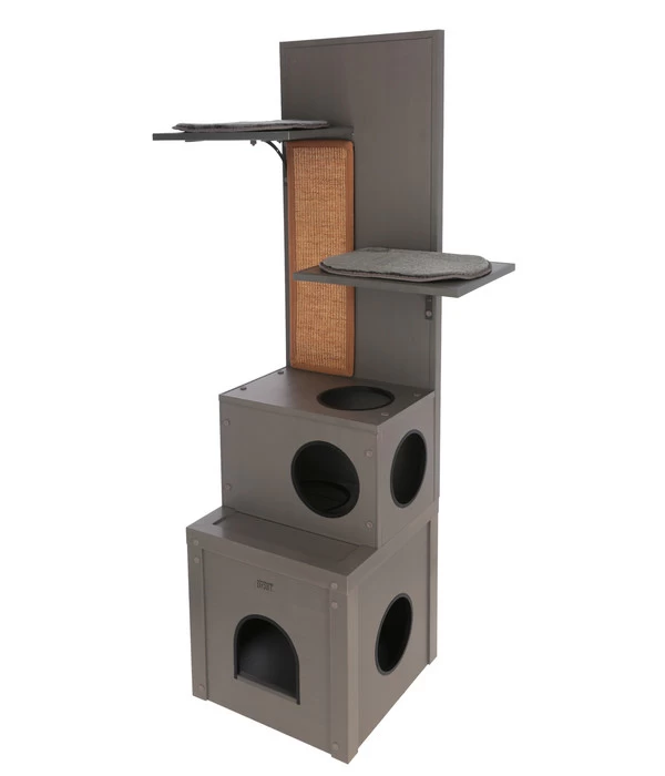 KERBL Katzenspielhaus Alex ECO, Grau, Ca. B42/H152,5/T42 Cm 1 KERBL Katzenspielhaus Alex ECO, Grau, Ca. B42/H152,5/T42 Cm