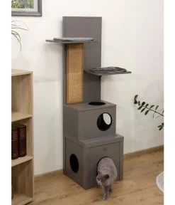 KERBL Katzenspielhaus Alex ECO, Grau, Ca. B42/H152,5/T42 Cm 11 KERBL Katzenspielhaus Alex ECO, Grau, Ca. B42/H152,5/T42 Cm -Gardena Store 6603260 WE MO 002 ECO KatzenspielhausAlex