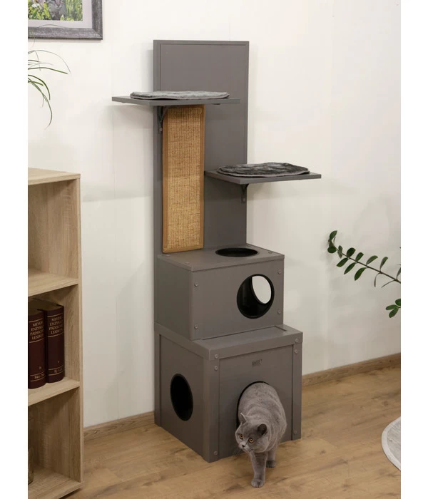 KERBL Katzenspielhaus Alex ECO, Grau, Ca. B42/H152,5/T42 Cm 3 KERBL Katzenspielhaus Alex ECO, Grau, Ca. B42/H152,5/T42 Cm – Bild 3