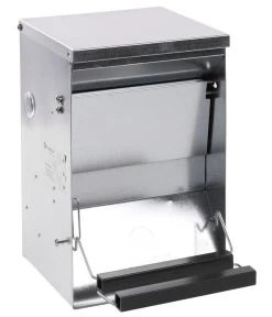 Flamingo Futterautomat Timo Mit Trittklappe, Silber