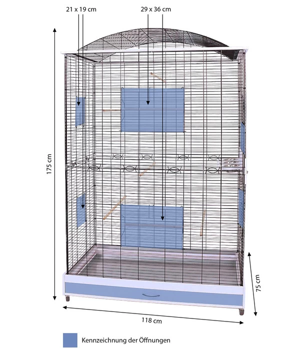 Skyline Vogelkäfig Loretto XXL, Ca. B118/H175/T75 Cm 4 Skyline Vogelkäfig Loretto XXL, Ca. B118/H175/T75 Cm – Bild 4