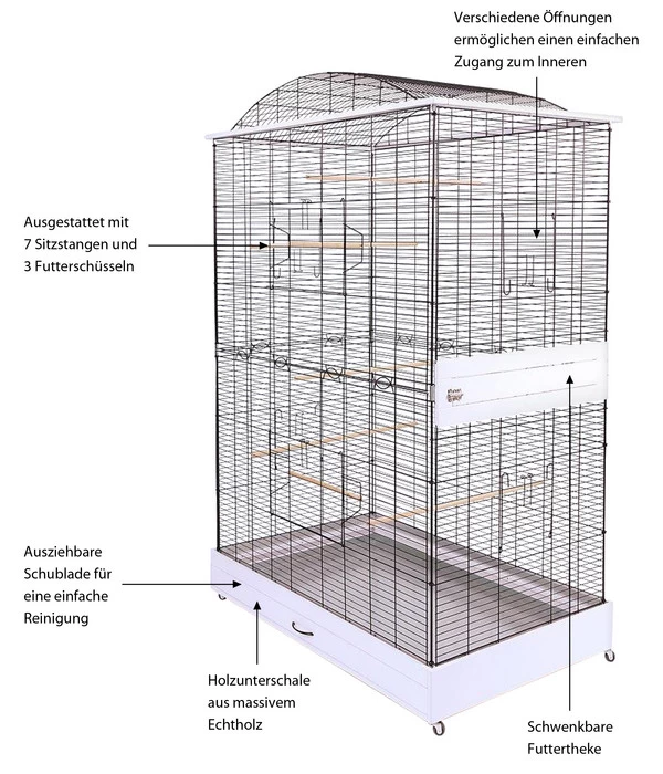 Skyline Vogelkäfig Loretto XXL, Ca. B118/H175/T75 Cm 3 Skyline Vogelkäfig Loretto XXL, Ca. B118/H175/T75 Cm – Bild 3