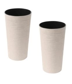 Siena Garden Kunststoff-Topf ECO Locon, Konisch, Weiß, Ca. Ø25/H46,5 Cm, 2er-Set