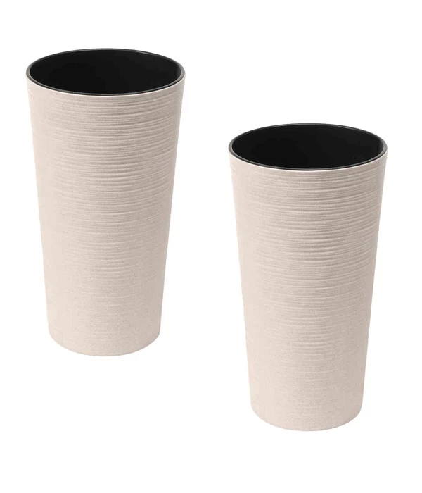 Siena Garden Kunststoff-Topf ECO Locon, Konisch, Weiß, Ca. Ø25/H46,5 Cm, 2er-Set 1 Siena Garden Kunststoff-Topf ECO Locon, Konisch, Weiß, Ca. Ø25/H46,5 Cm, 2er-Set