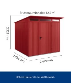 Hörmann Berry-Gerätehaus Classic-P Typ 2, Ca. B247,9/H232,3/T283,4 Cm -Gardena Store 6669014 WE BG 001 HoermannMetallgeraetehaus