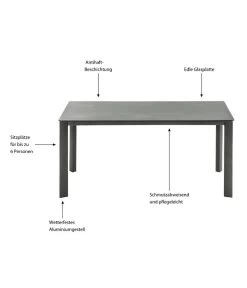 Dehner Gartentisch Nancy, Ca. B160/H75/T90 Cm -Gardena Store 6701734 WE IG 001 TischNancy