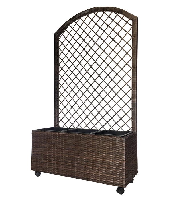 Dehner Polyrattan-Kasten Mit Spalier Und Rollen, Ca. B81/H144/T33 Cm, Braun 1 Dehner Polyrattan-Kasten Mit Spalier Und Rollen, Ca. B81/H144/T33 Cm, Braun