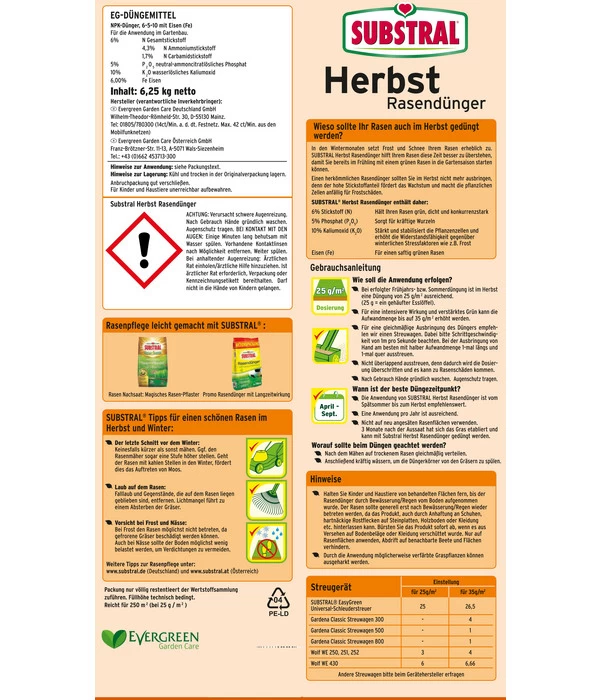 Substral® Herbst Rasendünger, 6,25 Kg 2 Substral® Herbst Rasendünger, 6,25 Kg – Bild 2