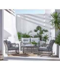 Dehner Geflechtlounge Santos, 4-teilig -Gardena Store 6875074 WE MO 001 LoungeSantosNEU