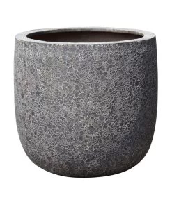 Dehner Polystone-Topf Lava, Rund, Schwarz