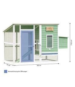 Dehner Hühnerstall Happy Farm Lotti, Hellgrün, Ca. B182/H119,5/T91 Cm -Gardena Store 6897052 WE BG 001 DehnerMarkenqualitaetHuehnerstallLotti