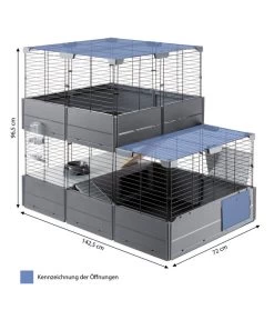 Ferplast Nagerheim Multipla Double, Schwarz, Ca. B107/H96/T72 Cm -Gardena Store 6953251 WE BG 001 FerplastNagerKMultiplaDoubleSchwarz