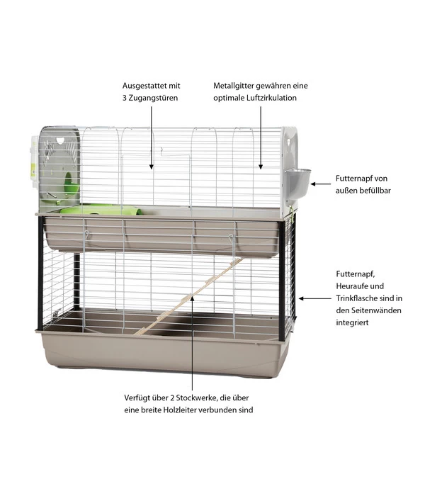 SAVIC Nagerheim Caesar 3 Double, Grau, Ca. B100/H97/T50 Cm 3 SAVIC Nagerheim Caesar 3 Double, Grau, Ca. B100/H97/T50 Cm – Bild 3